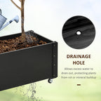 Outsunny garden flock with drainage hole and wheels, in fir wood, 89x48x47 cm, black - Borgè