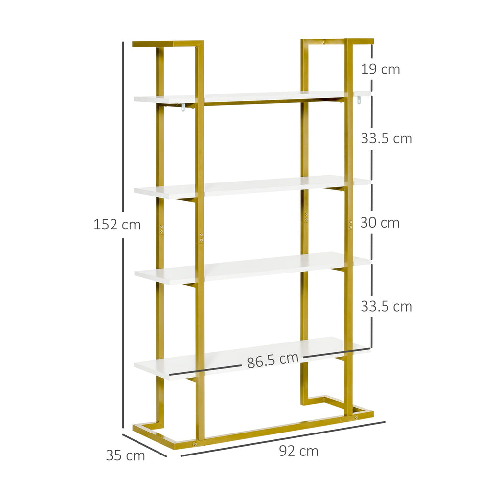 Homcom Mobile 4 -level bookcase raised and multipurpose, in mdf and steel, 92x35x152cm - Borgè
