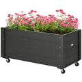 Outsunny garden flock with drainage hole and wheels, in fir wood, 89x48x47 cm, black - Borgè