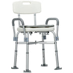 Homcom ADVANTABLE HEIGHT SHOWER SHOW WITH ARMS AND REMOVABLE CUSCIN 53.5X52X80-90 cm, White - Borgè