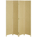 Indoor 4-Panel Wooden Folding Space-Saving Indoor Screen, Height 170cm, Brown - Borgè