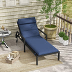 Outsunny cushion for deck chairs and sunbed bed with fixing laces, dark blue - Borgè