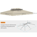 3x4m Garden Gazebo Replacement Canopy with 2 Tier Roof in Beige Polyester - Borge' Group Limited