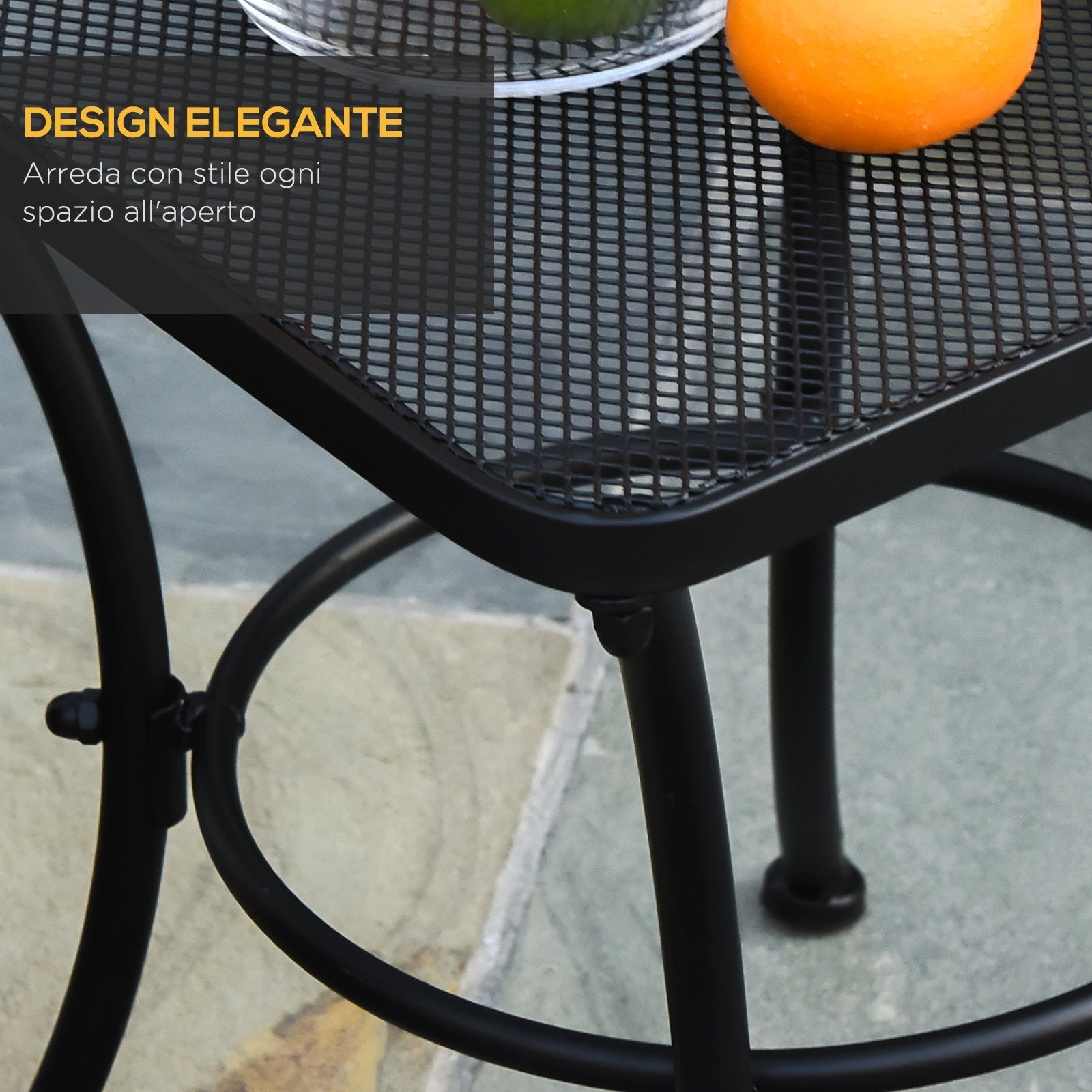 Square Steel Garden Table with Perforated Top, 45x45x50 cm, Black - Borge' Group Limited