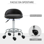 Beauty Stool with Wheels, Adjustable Height, and Comfortable Coating | 38x38x57-72cm - Borgè