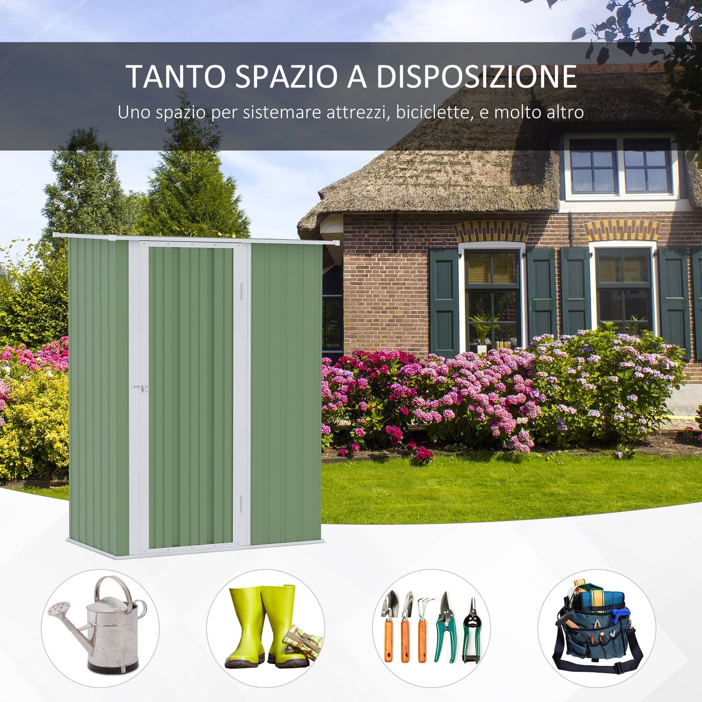 Outsunny Garden House Storage | hut in waterproof steel 142x84x189cm - Borgè