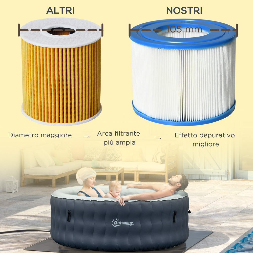 Set of 6 Filters for Inflatable Pools and Spas in Non-Woven Fabric, Ø10.5x8cm, Blue and White - Borge' Group Limited