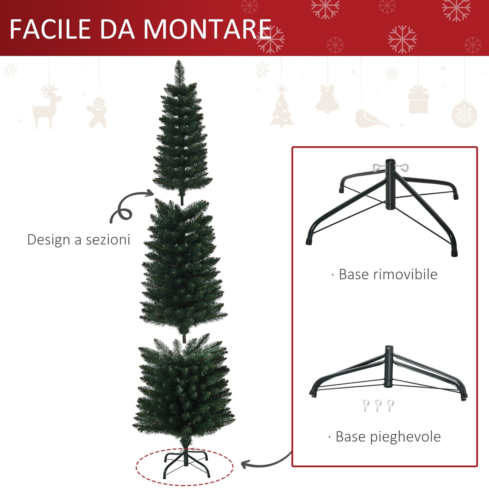 Christmas Tree with Folding Base | 180cm - Borgè