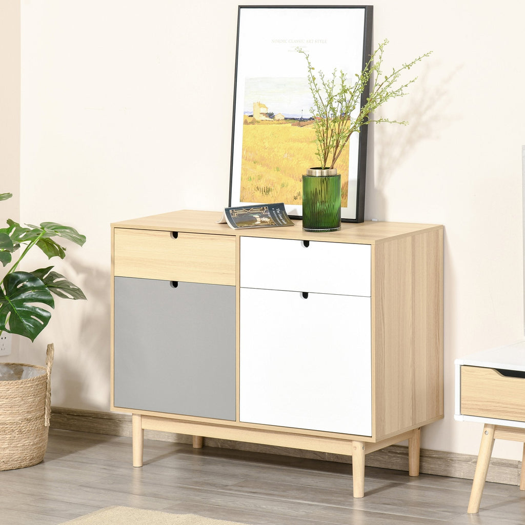 Multiuse Multiuse Nordic style, two -room cabinet with kitchen drawers and entrance, 100x40x79.5cm, multicolor - Borgè