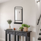 wall mirror with lower shelf and metal structure, 36.2x12x71.7cm, black - Borgè