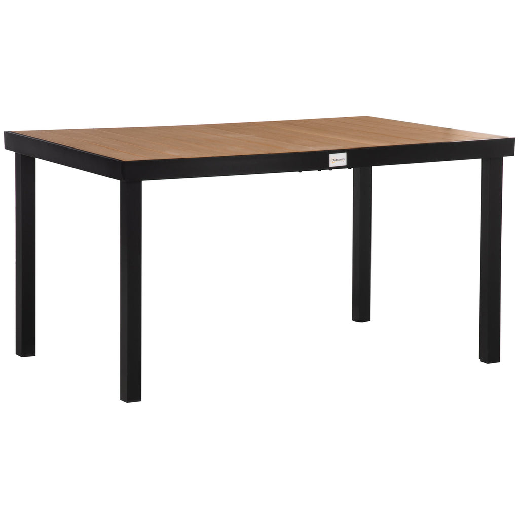 6-Seater Garden Table in Aluminum and Plastic, Black and Wood Color - Borge' Group Limited