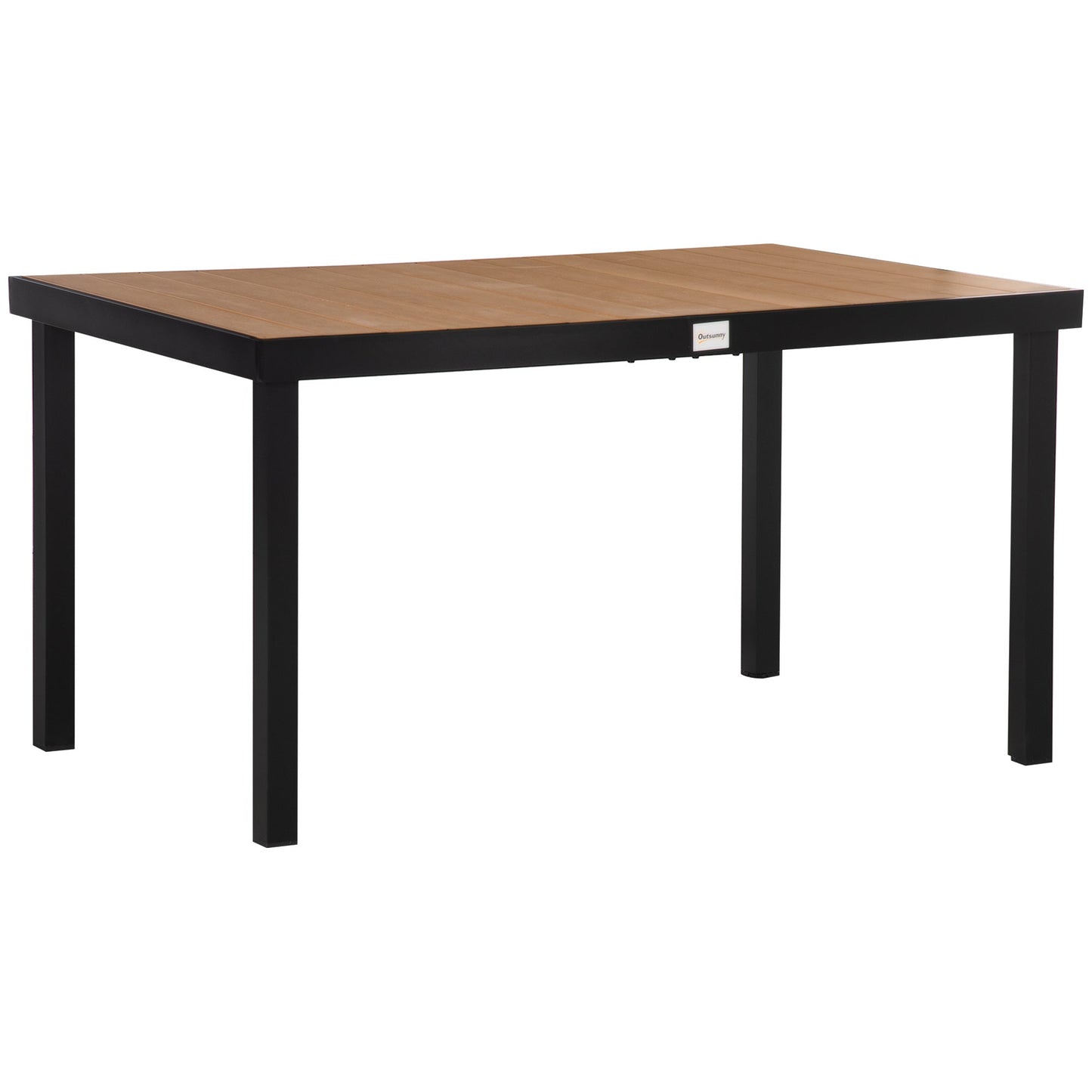 Garden Table Wooden Surface & Black Base | Outsunny - Borgè