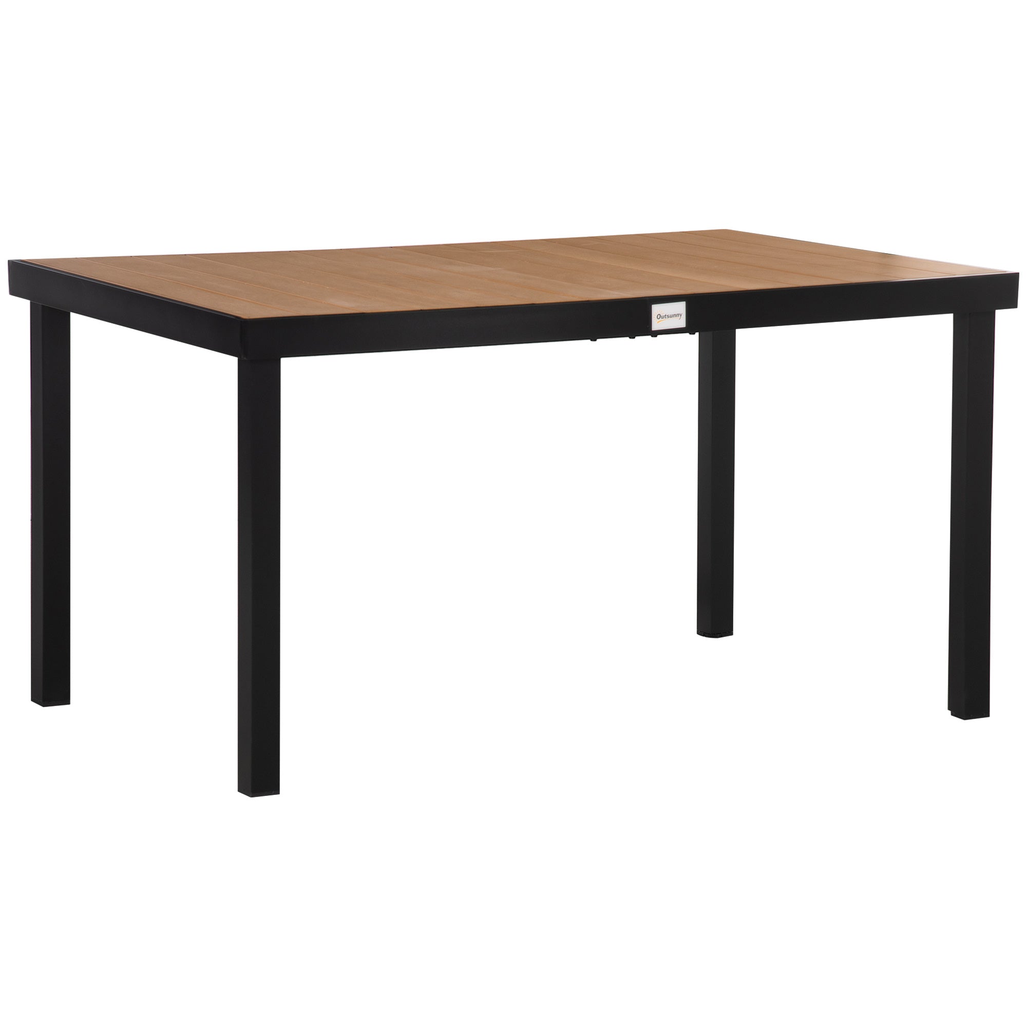 6-Seater Garden Table in Aluminum and Plastic, Black and Wood Color - Borge' Group Limited