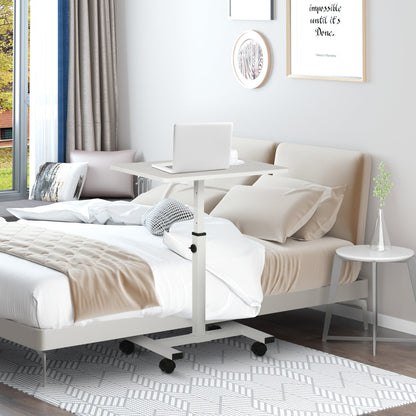 Height Adjustable Laptop Table with Wheels, 60x40x52.5-84cm, White - Borgè