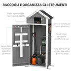 Garden Shed Fir Tool Storage with Removable Shelf and Work Table, 78x52.5x182 cm, Grey - Borge' Group Limited