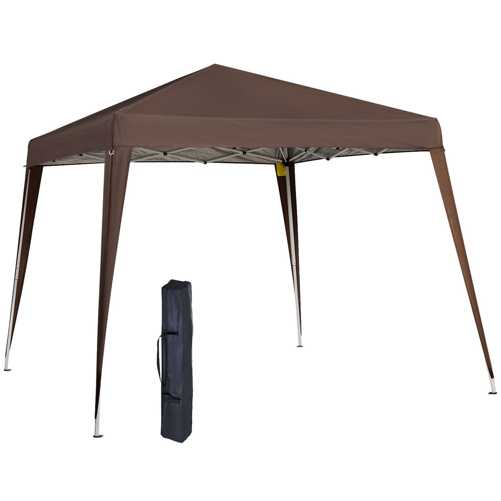 Outsunny Garden Folding Gazebo 2.4x2.4m with steel structure and windproof ropes, coffee - Borgè