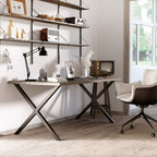 set 2 pieces legs steel table with x with 16 screws included, preferential legs with 4 holes, 80x4x72cm, black - Borgè