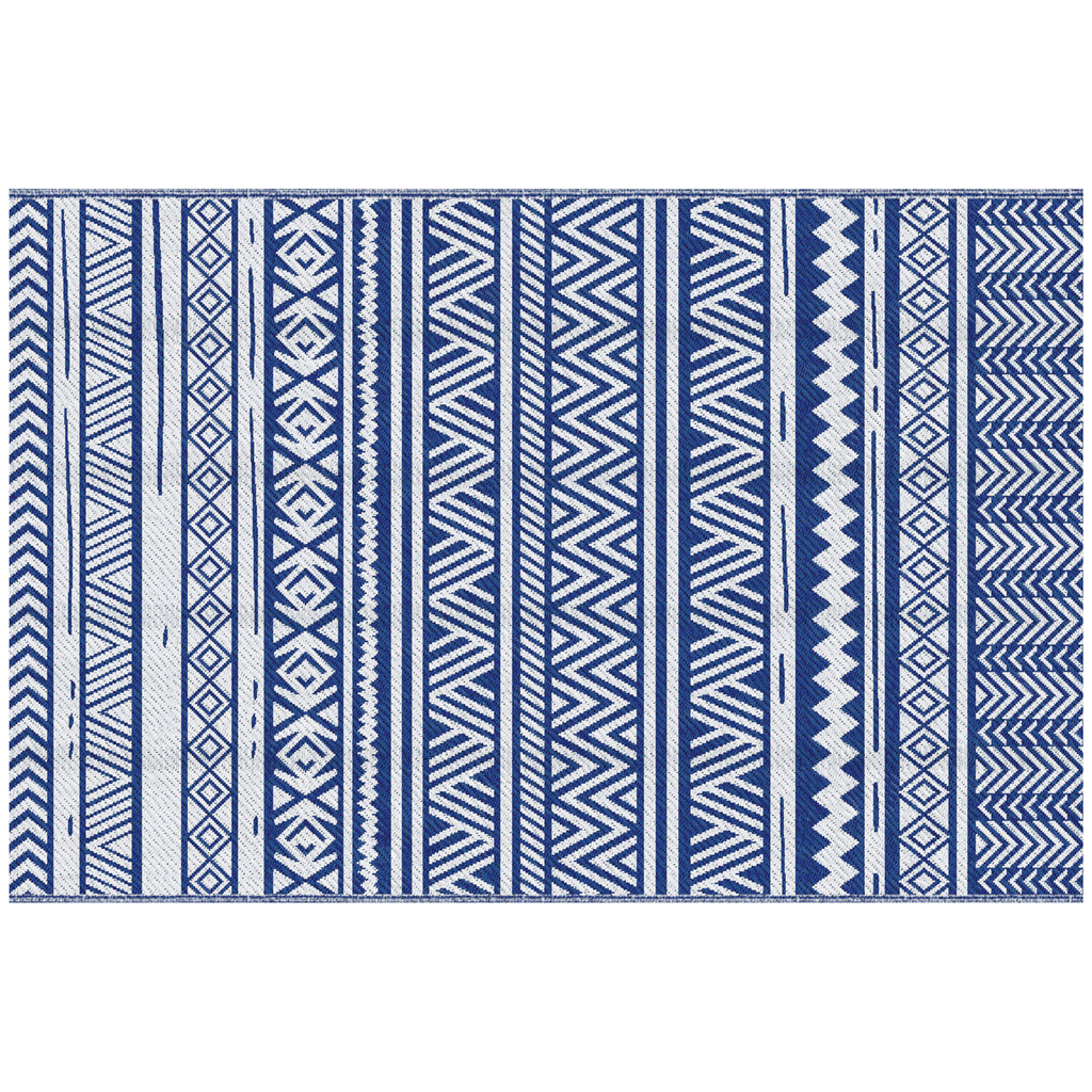 Outsunny outdoor carpet 182x274 cm folding and reversible, in blue and white polypropylene - Borgè