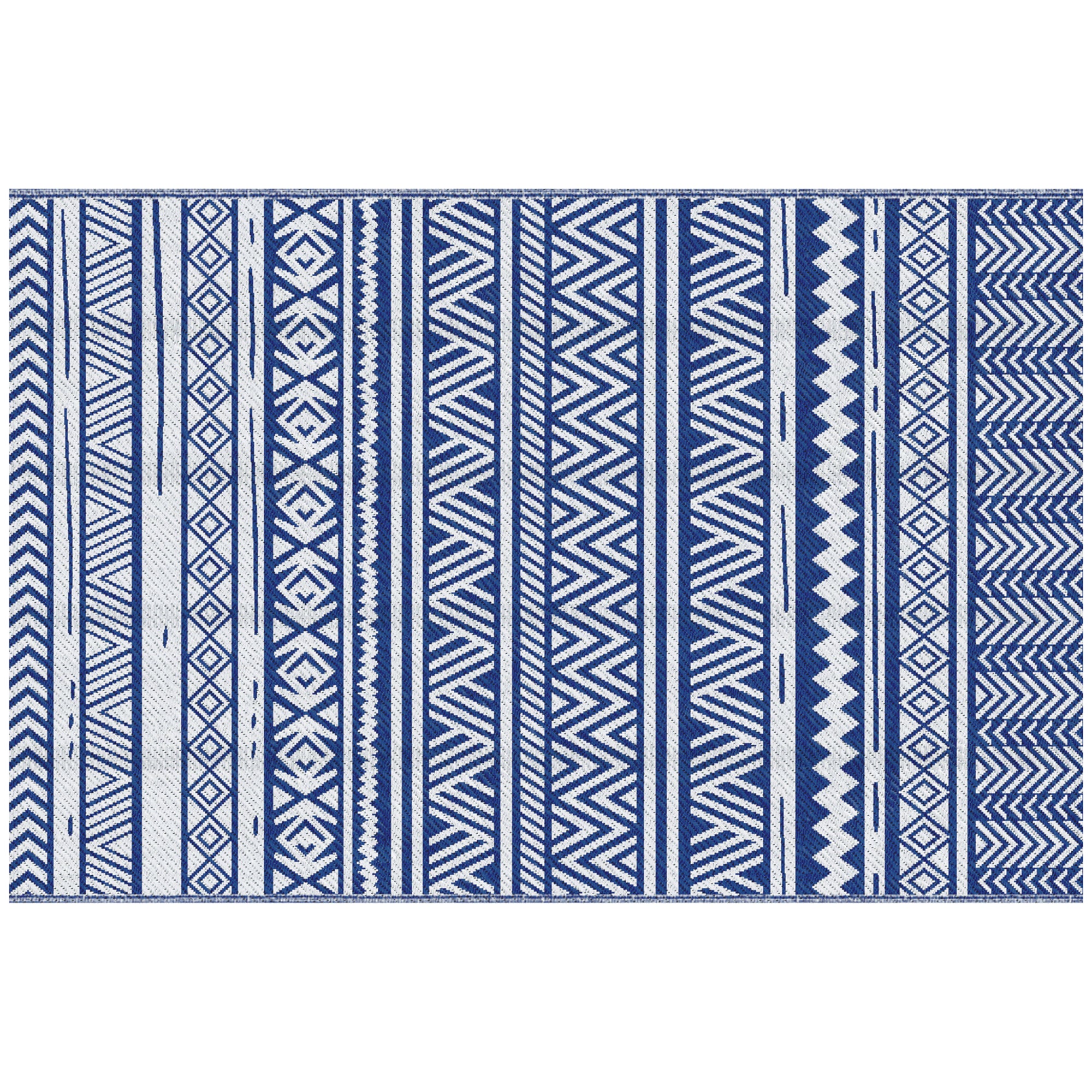Outsunny outdoor carpet 182x274 cm folding and reversible, in blue and white polypropylene - Borgè