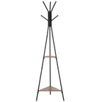 Homcom Tree Hamper with 2 black and brown metal and wood shelves - Borgè