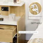 Homcom modern bedside table with 2 sockets and USB ports and a chipboard drawer, 40x40x60cm, wooden color - Borgè