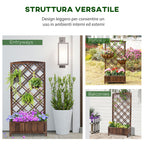 Outsunny Outdoor Fioriera with wooden grill for climbing plants, 60x30x122.5 cm, brown - Borgè