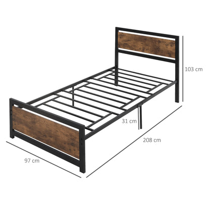 Single Wooden and Steel Storage Structure with industrial -style slats, 90x200cm