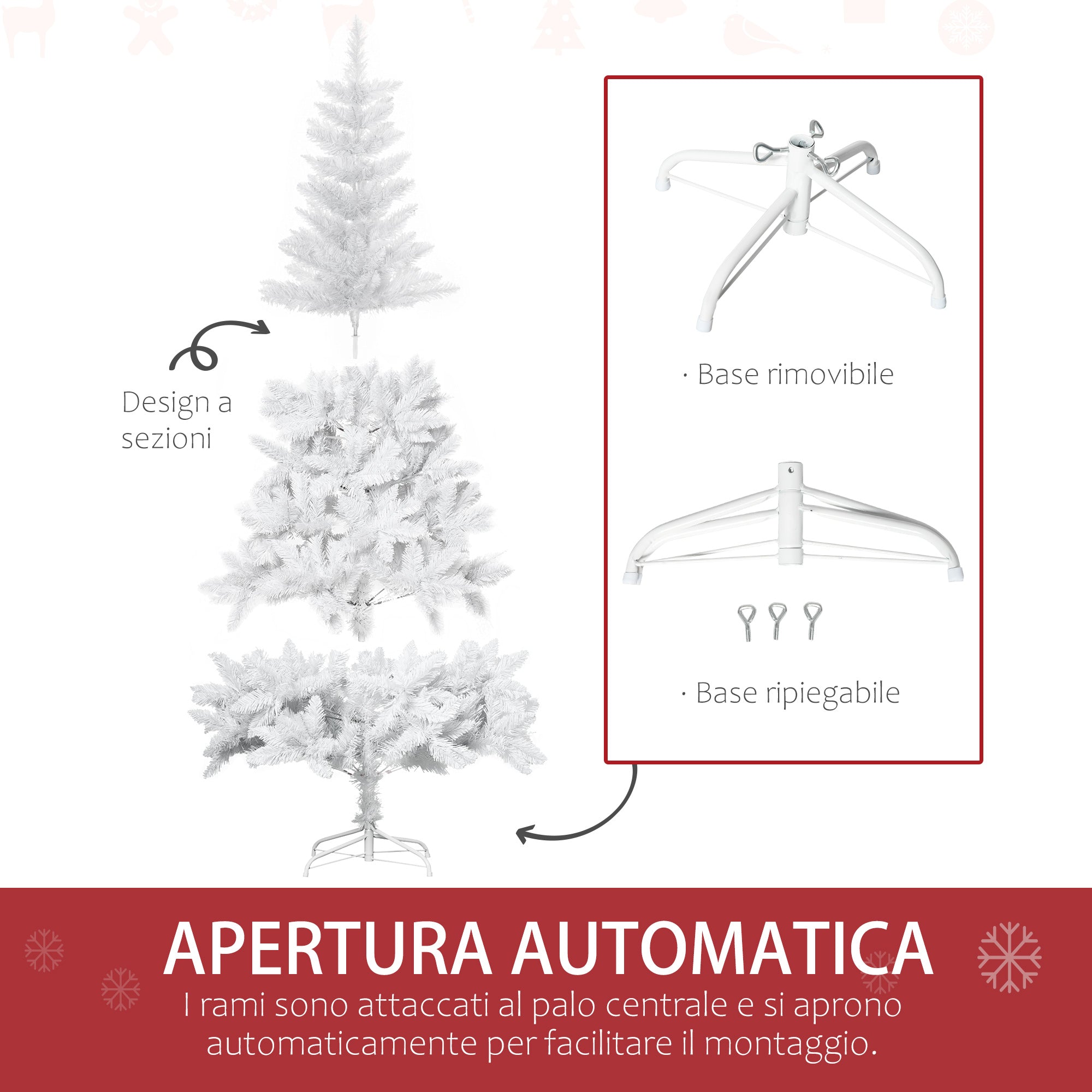 White Christmas tree with 550 pvc branches for internal use, Ã˜116 x 180cm - Borgè