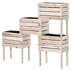 Raised Vegetable Garden Bed with 4 Plant Pots, 50x30x60cm, Natural Wood - Borge' Group Limited