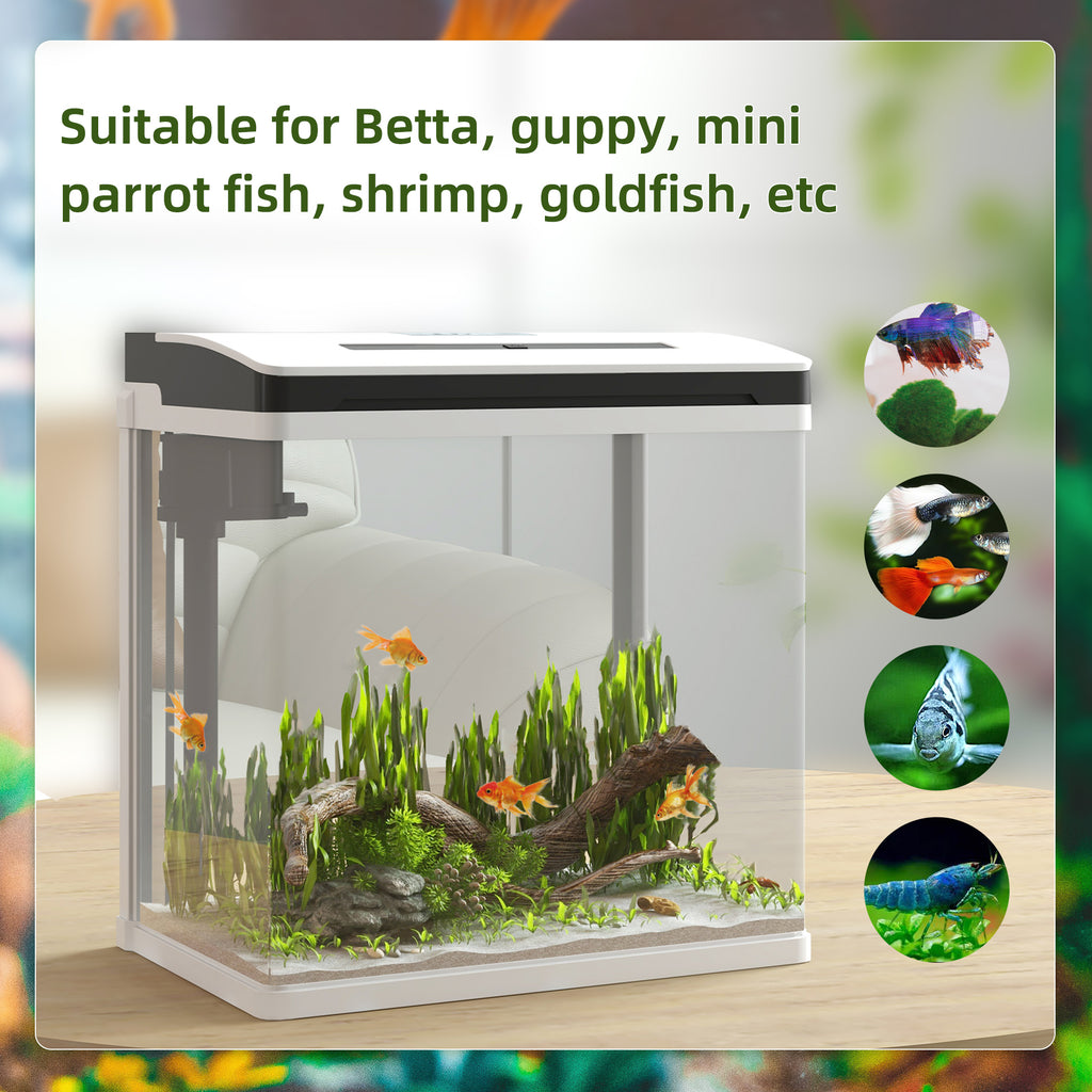 13L Aquarium Pawhut from LED lighting with ventilation holes, in HD and ABS glass, 29L x 20p x 30.5a cm - Borgè