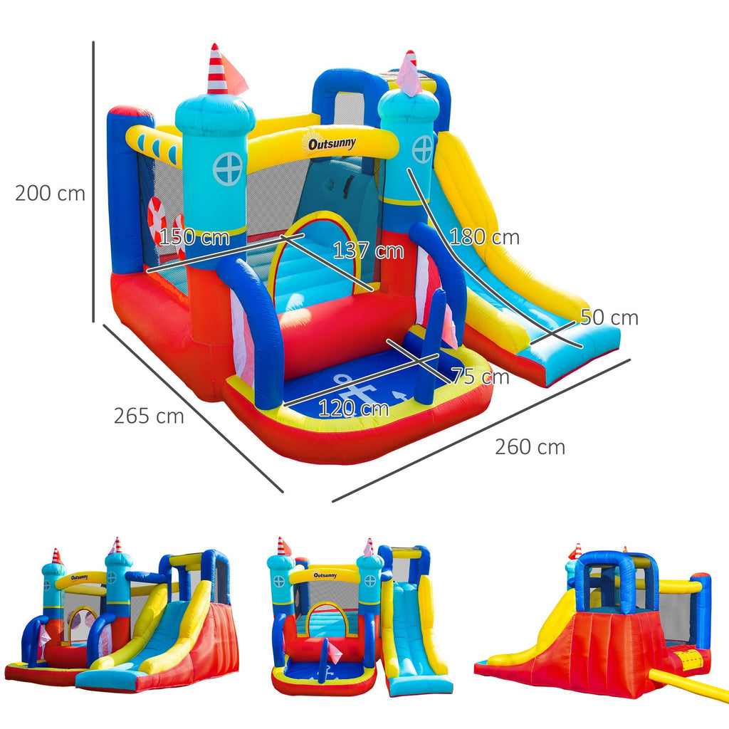 Inflatable Castle 4 in 1 Children 3-8 Years, Slide and Pool, 265x260x200cm - Borge' Group Limited