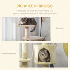 Cat Tree for cats with Scratch Pole with 4 levels with toys, beige, 75x40x112cm - Borge' Group Limited