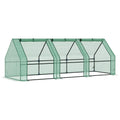 Outsunny PE Tunnel Garden Greenhouse for Plants and Flowers with Extended Edges and Hinged Doors, 270x90x90 cm, Dark Green - Borgè