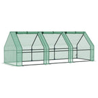 Outsunny PE Tunnel Garden Greenhouse for Plants and Flowers with Extended Edges and Hinged Doors, 270x90x90 cm, Dark Green - Borgè