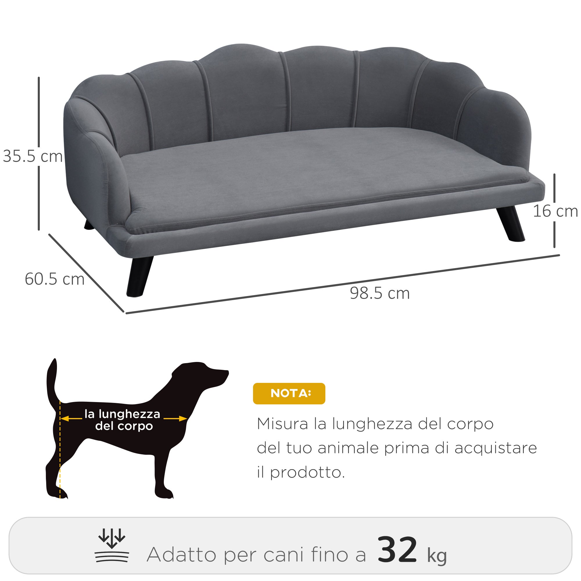 Sofa for Medium-Large Dogs with Removable and Washable Cover - Borgè
