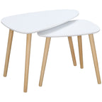 Set 2 Tavolini with a stackable Nordic style tables with wooden legs, white - Borgè