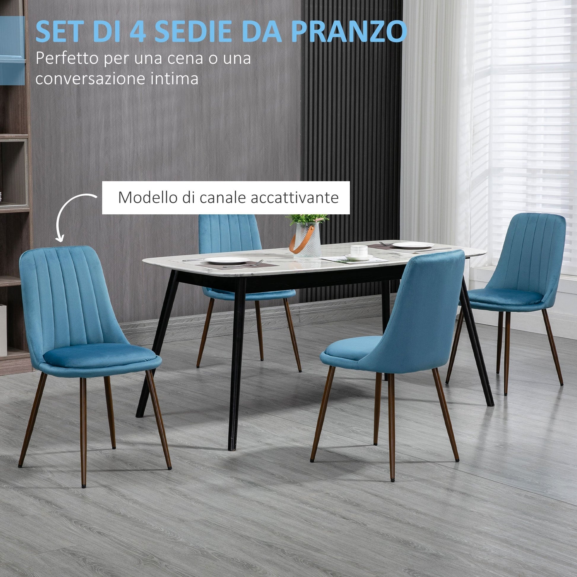 TEAL | Set of 4 Dining Chairs ( 47x55x86 cm ) - Borgè