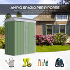 Steel Garden Shed with Lockable Door, 161x95x163/181cm, Green - Borge' Group Limited