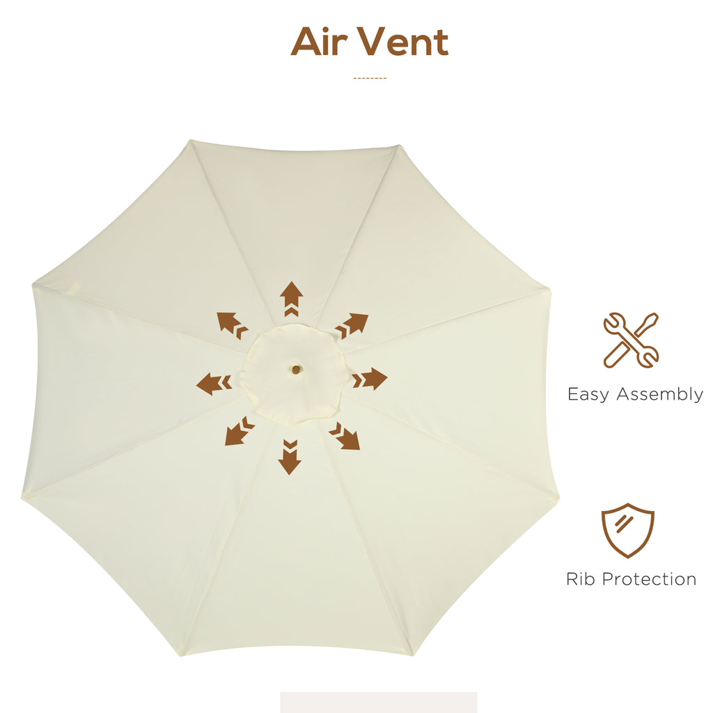 Outsunny garden umbrella with double roof, in bamboo wood and polyester, Ã˜325x250 cm, beige - Borgè