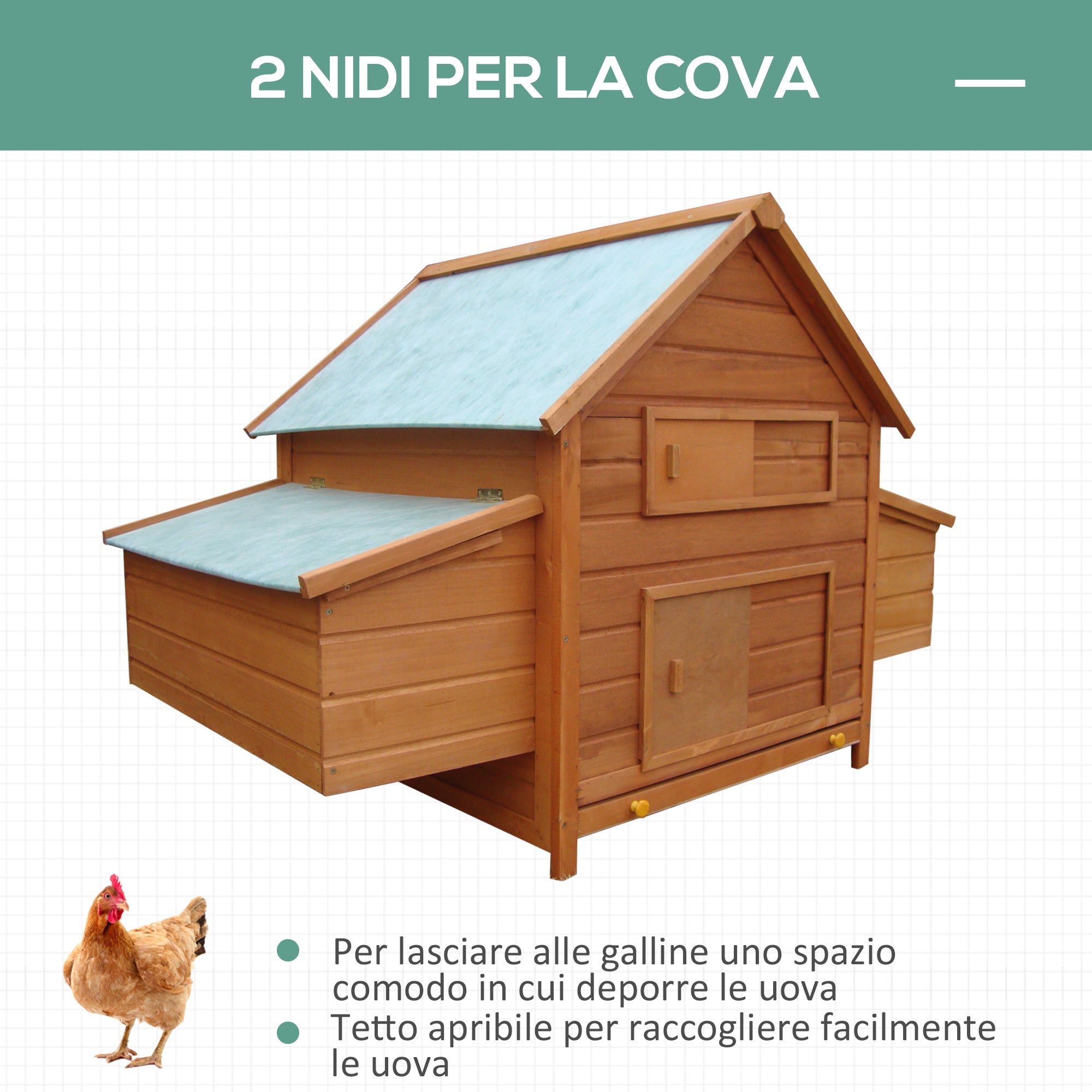 Wooden Chicken Coop with Waterproof Roof, Prefabricated Outdoor Chicken Coop, 160x98. 5x107cm - Borge' Group Limited