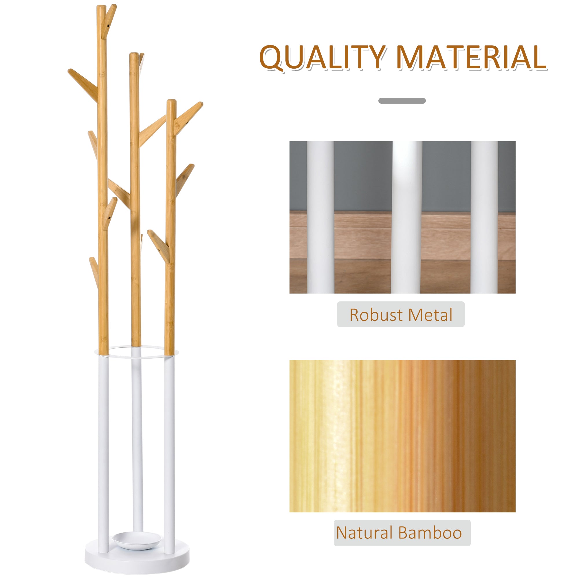 bends from the ground with napkin holders and 13 hooks, metal and bamboo, wood and white - Borgè