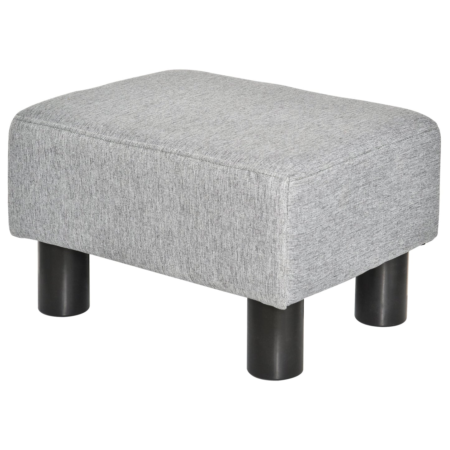 Grey Linen Padded Pouf | 40x30x24cm