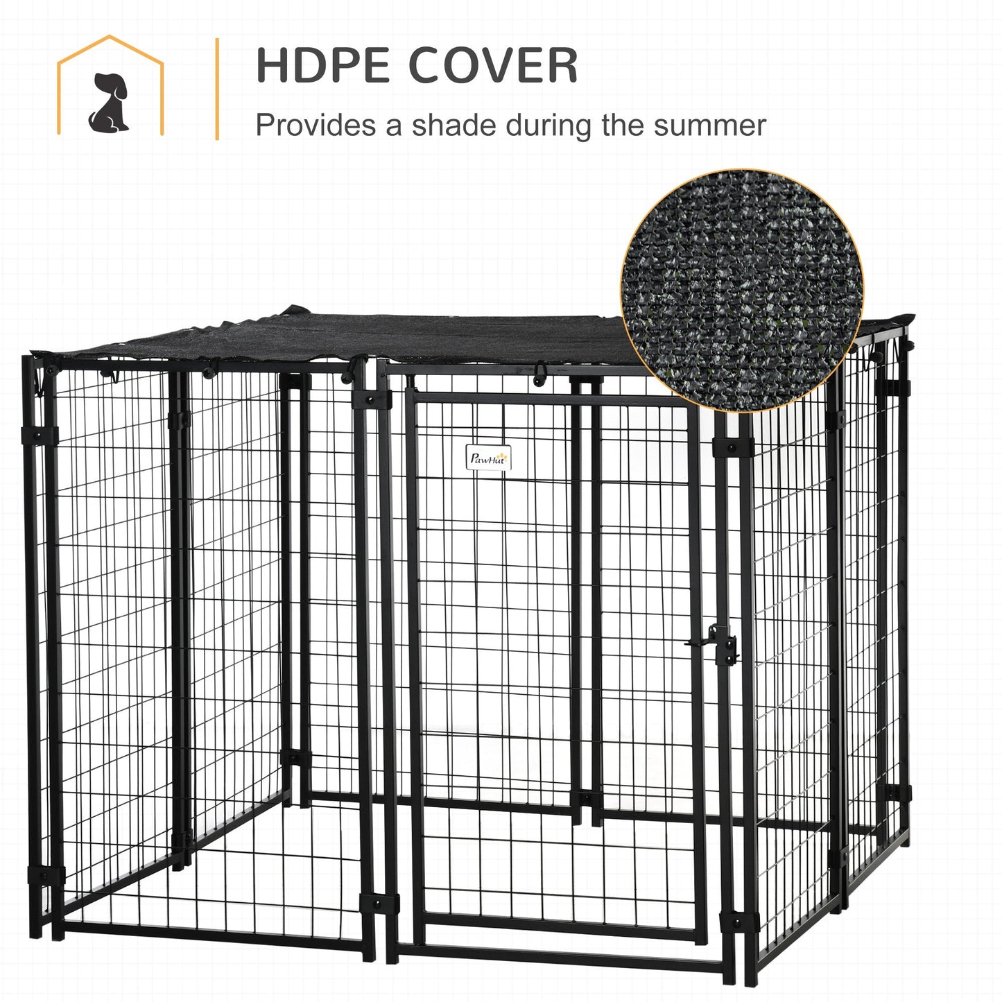 PAWHUT Fence for Folding Dogs With Cover, 8 Panels with Bloccable Door, 141x141x113cm, Black - Borgè