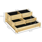 Outsunny garden raised at 3 levels in fir wood for vegetables, flowers and garden plants 93x93x35 cm - Borgè
