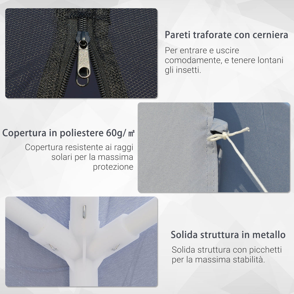 OLIVIA | Waterproof Gazebo with Mosquito Nets Outdoor Garden Tent Polyester 3 x 3 x 2.45 m Grey - Borge' Group Limited