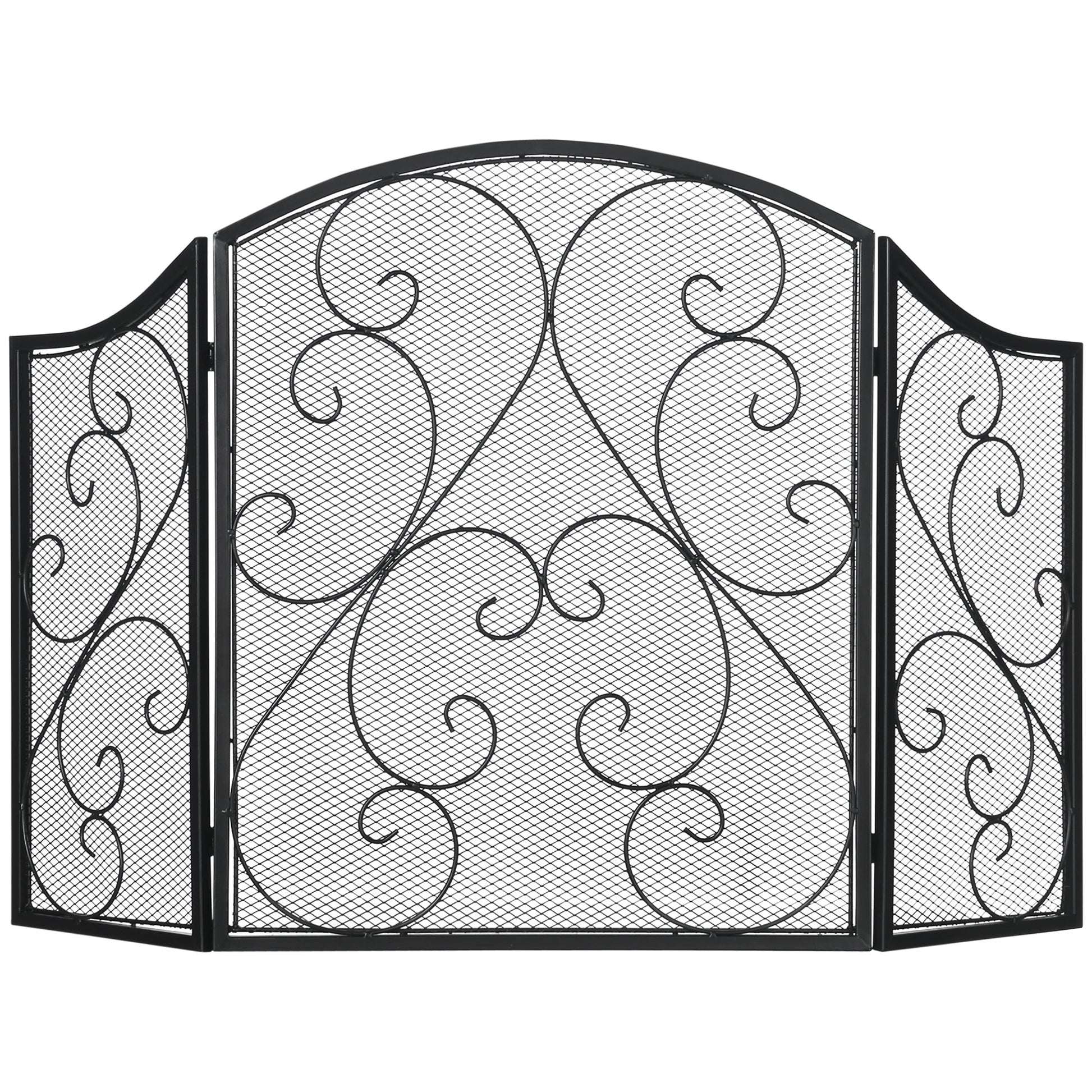 Homcom Parascintille 3 metal panels with folding design, 66x31x81 cm, black - Borgè