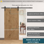 Sliding Doors Assembly Kit with track and carbon steel accessories, 200x4x0.6cm - Borgè