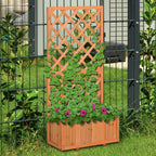 Outdoor Planter with Trellis for Climbing Plants and Pot, in Fir Wood, 72.5x31.5x149.5 cm, Orange - Borge' Group Limited