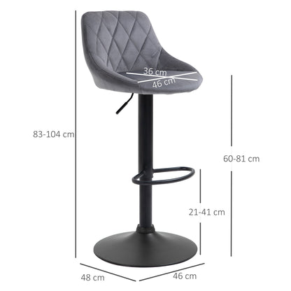 Set 2 swivel design bar stools with adjustable height - dark Grey/black - Borgè