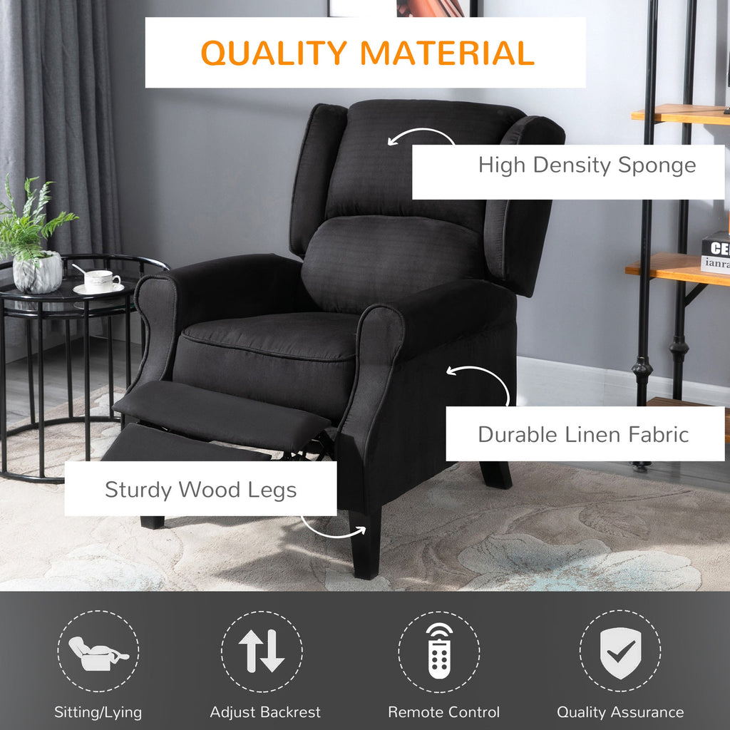 Relax Armchair Reclinible with remote control, 78x83x101cm, black - Borgè